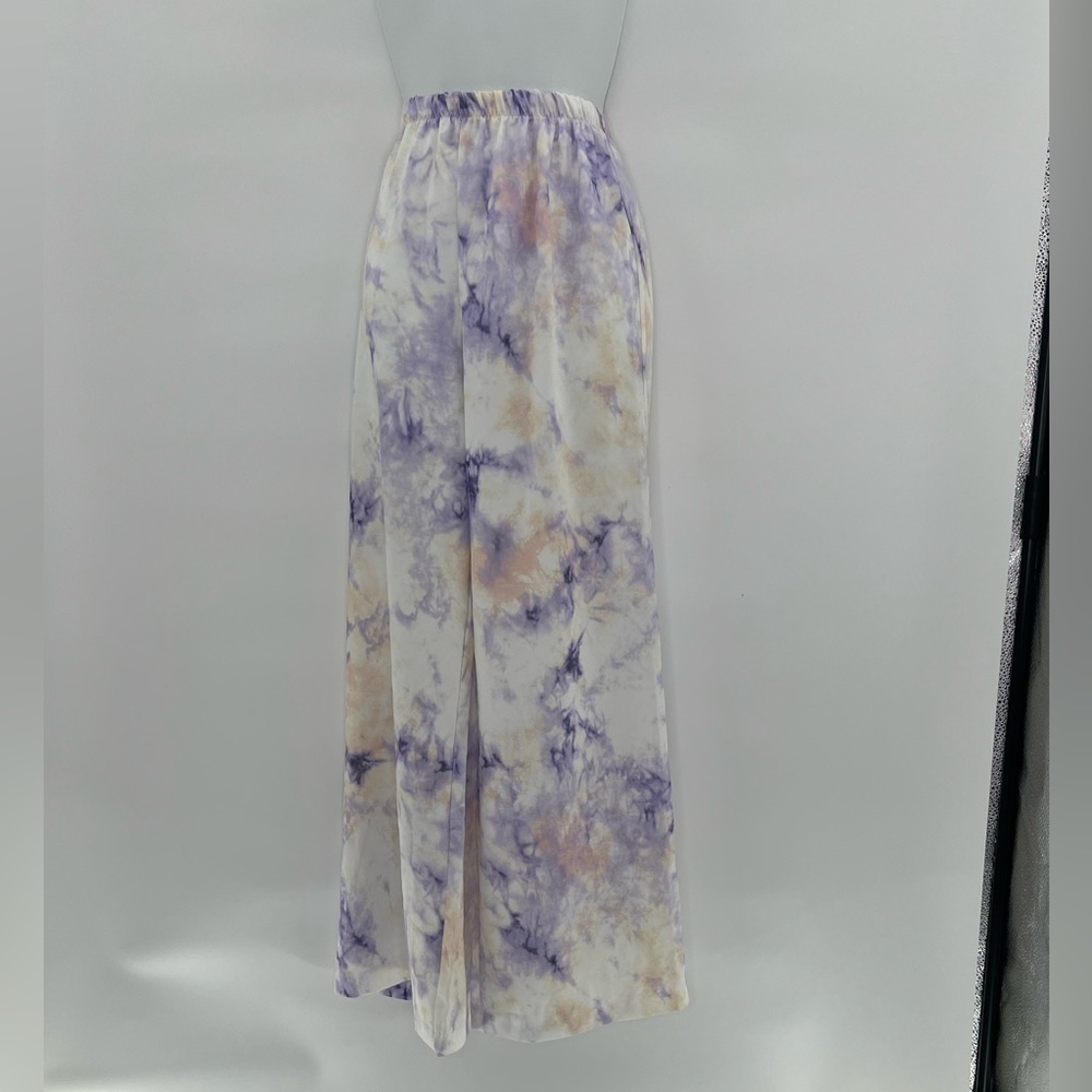 Boohoo Lilac Satin Tie Dye Pants Size 6